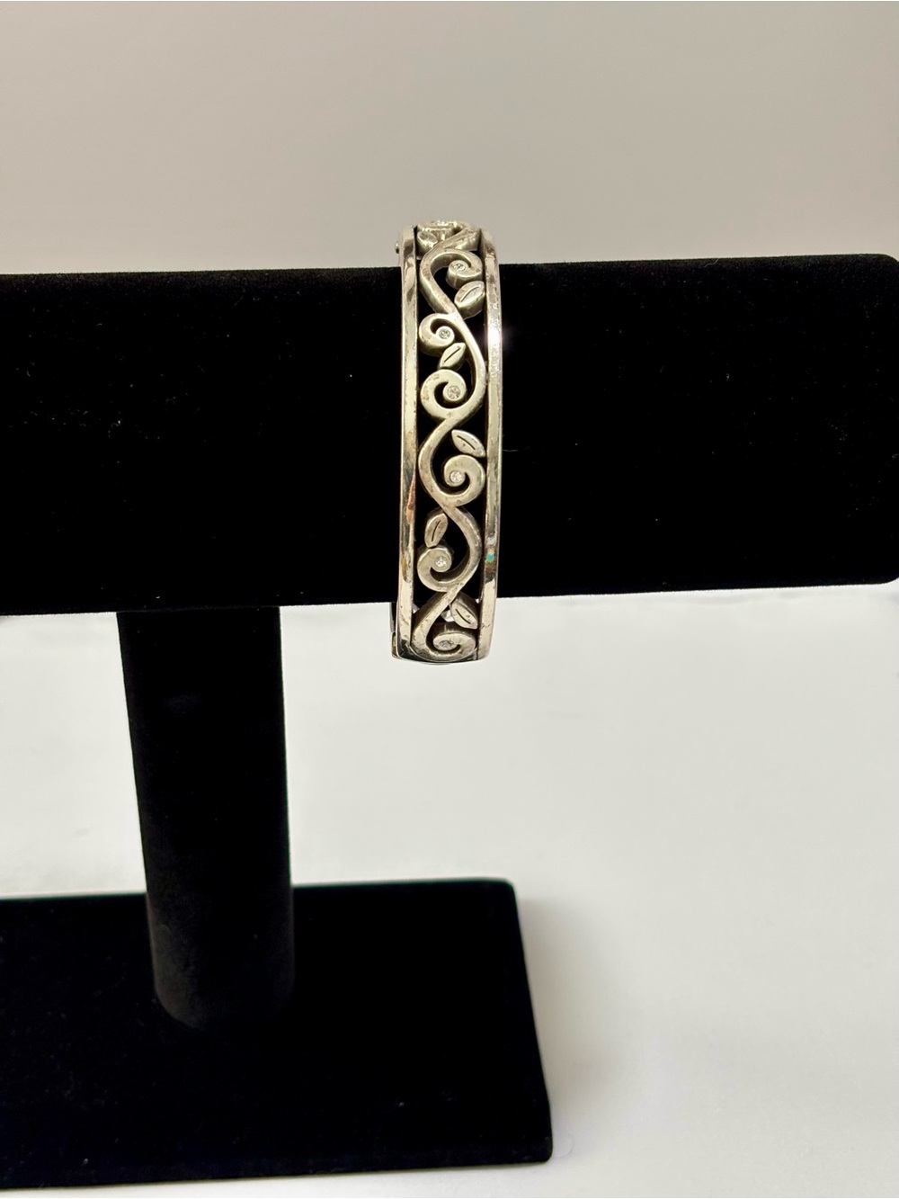 Brighton Silver plated  Scrollwork Hinged Cuff Bracelet